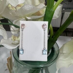 Elegant Silver and Pink Dangle Earrings